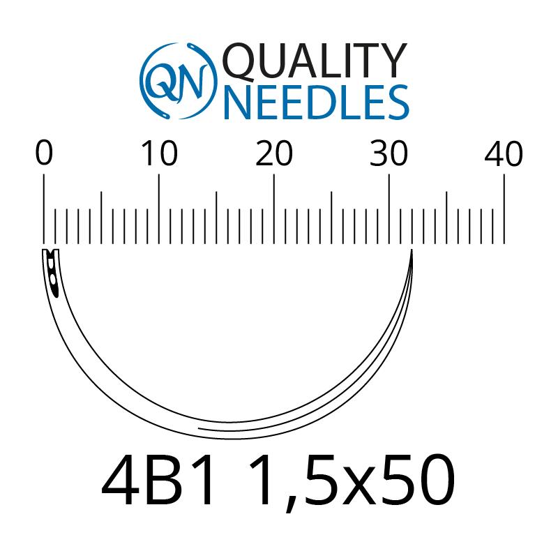 Голки хірургічні ріжучі, 4/8 (1/2), пружинне вушко, розмір 1,5х50 мм, 10 шт.